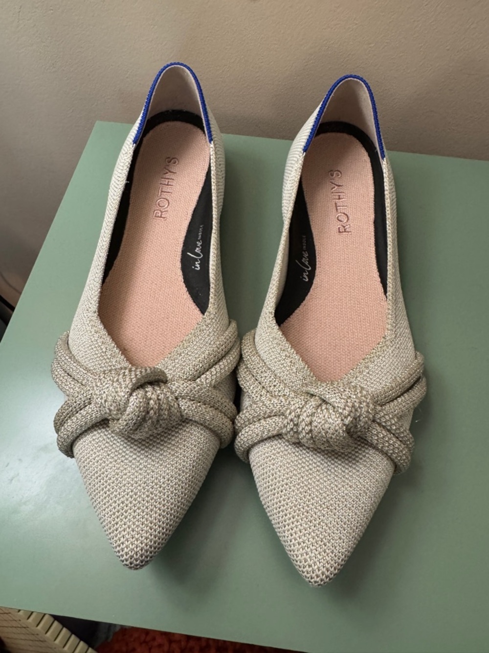 Rothy's Women's The Knot Point II Flat in Diamond Metallic. Excellent. Size 7.